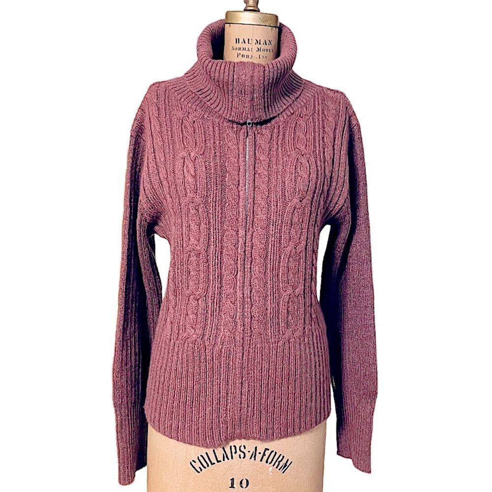 Erica Dusky Pink Cable Knit Zip up Cardigan Size Large - Picture 3 of 10